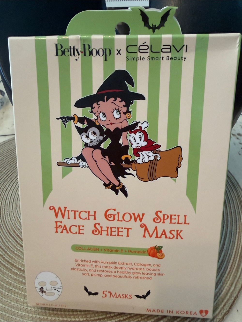 Betty Boop x Celavi Witch Glow Spell Face Sheet Mask - New in Box Set of 5